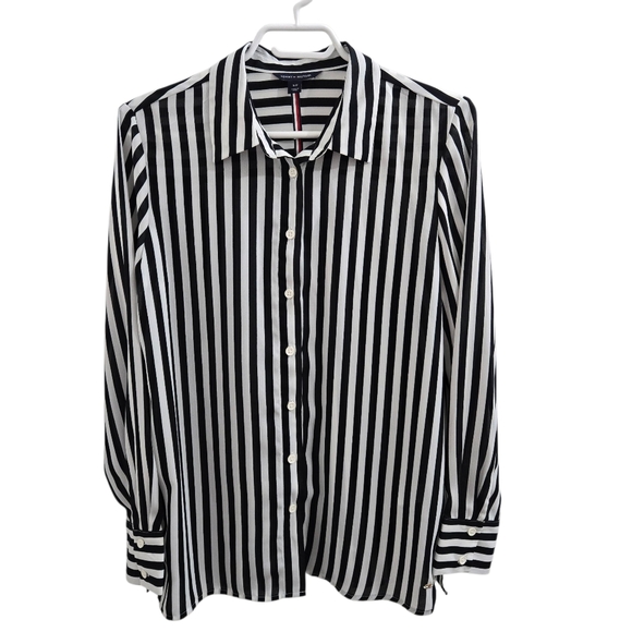 Tommy Hilfiger Black & White Striped Blouse Size S - Picture 1 of 13